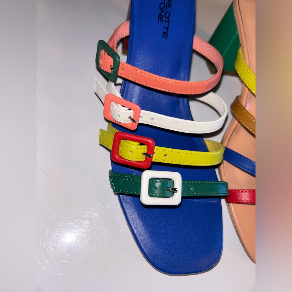 Charlotte Stone Mireille Sandal, Multicolor Mismatched Strappy Sandals, size 9 - Picture 9 of 13